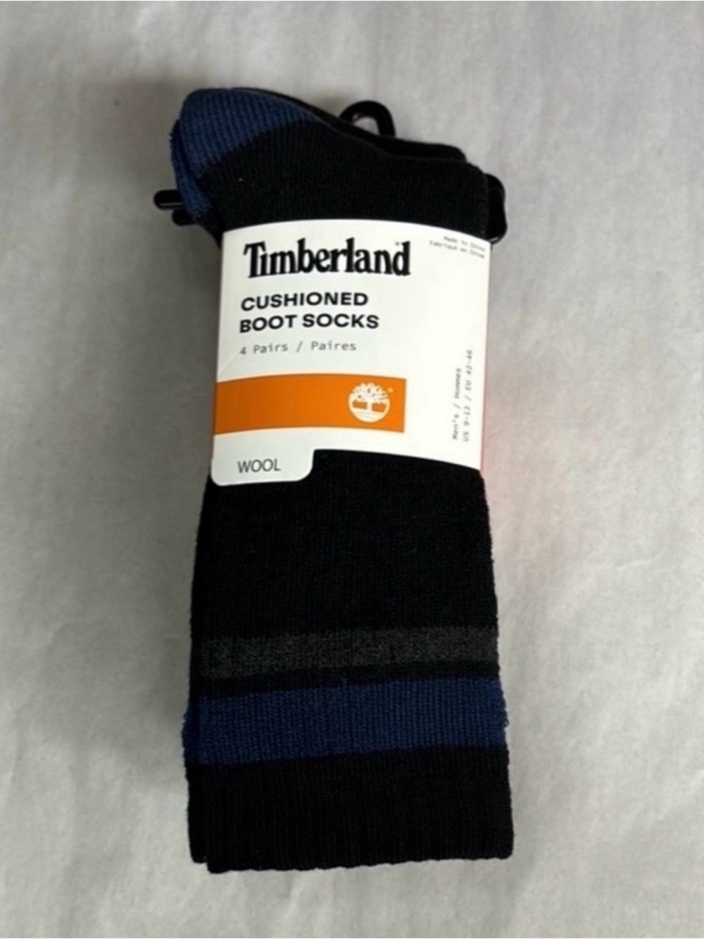 New Timberland Socks 4 Pair Men’s Black Wool Blend Cushioned Boot Socks Outdoors